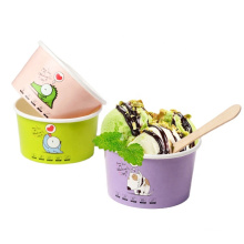 hot sales ice cream paper cup with lid spoon logo printed promotional good environment